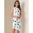 thumbnail image 3 of DARING DIVA Sleeveless Belted Floral Print Boat Neck Dress XS White, 3 of 6