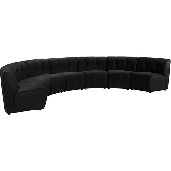 Maklaine 7-Piece Modular Contemporary Velvet Sectional Sofa in Black