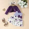 thumbnail image 3 of XYIJANI Cute Outfits for Girls Baby Girls Autumn and Winter Long Sleeved Coat + Dress Set 0 3 Years Old Girl Plush Coat Vest Skirt Girls Sweatpants Outfits for Girls (Purple,24M), 3 of 5