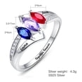 thumbnail image 4 of 925 Sterling Silver Personalized Promise Engagement Rings with 3 Simulated Birthstones Customized 2 Names for Women, 4 of 5