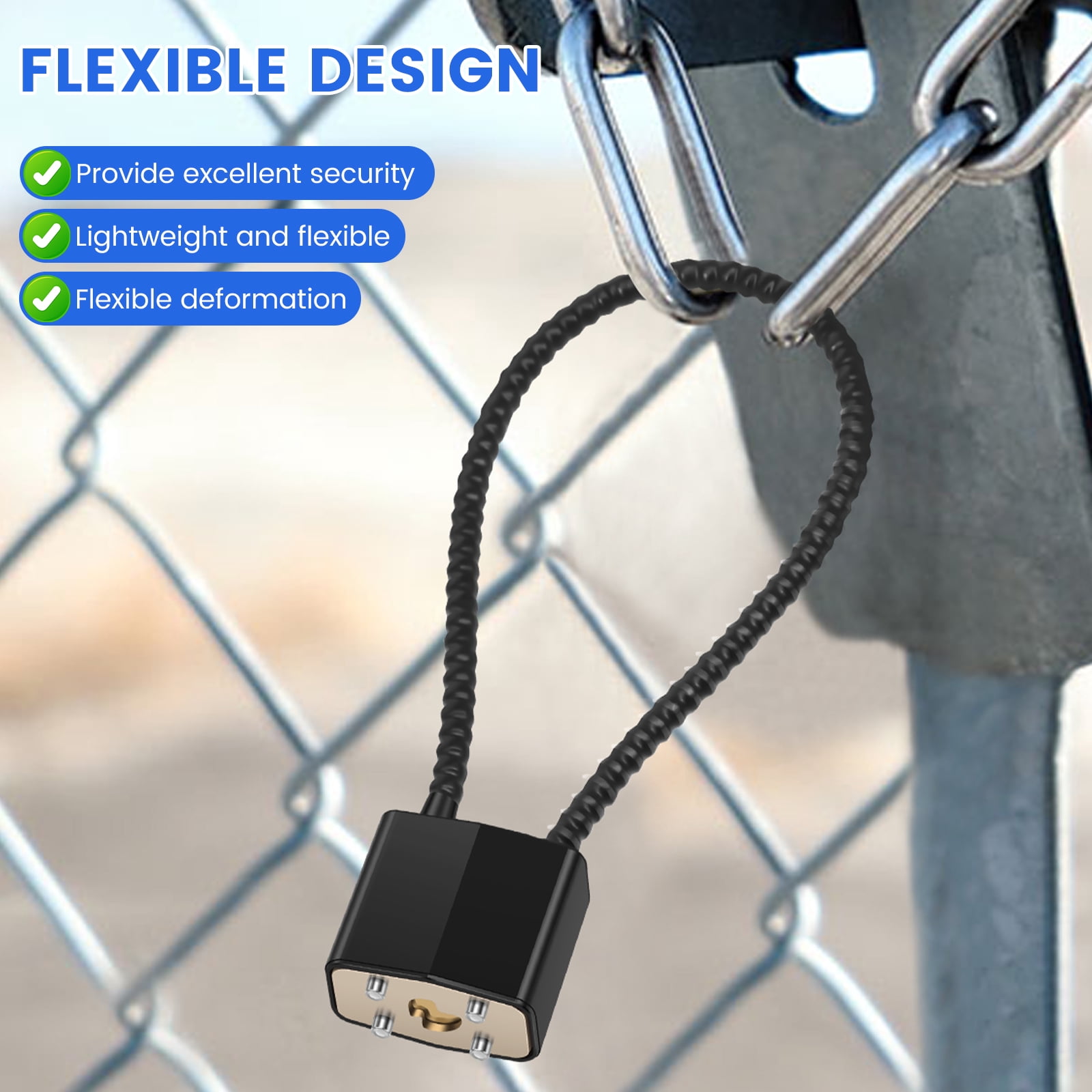 Pack of 6 Padlock with Key Tent Lock Black Keyed Alike Wire Lock Chain for Bike Tent Suitcase Helmet Basement Wheelie Bin Locker