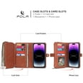 thumbnail image 4 of Dteck for iPhone 16, Zipper Pocket Wallet Case, Multifunction Magnetic Detachable PU Leather Card Slot Kickstand Case with Wrist Strap, Brown, 4 of 6