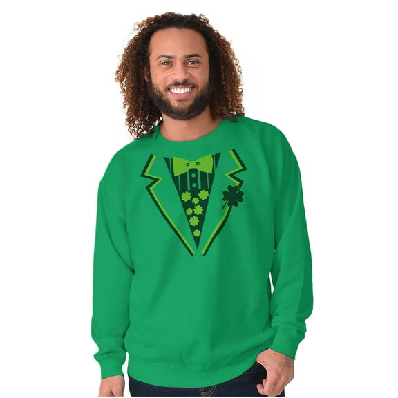 Irish Leprechaun St Pattys Day Tuxedo Men's Crewneck Sweatshirt Brisco Brands S