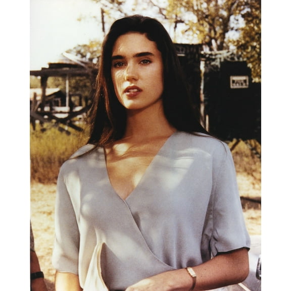 Jennifer Connelly in Gray Short Sleeve Linen Dress and Wrist Watch Photo Print (24 x 30)