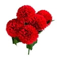 thumbnail image 4 of Ramo de flores artificiales de 5 cabezas Ceremonia de banquete de boda Decoración floral Tela de seda Flor falsa con hojas, Rojo Eigraketly HA6561-02B, 4 of 6