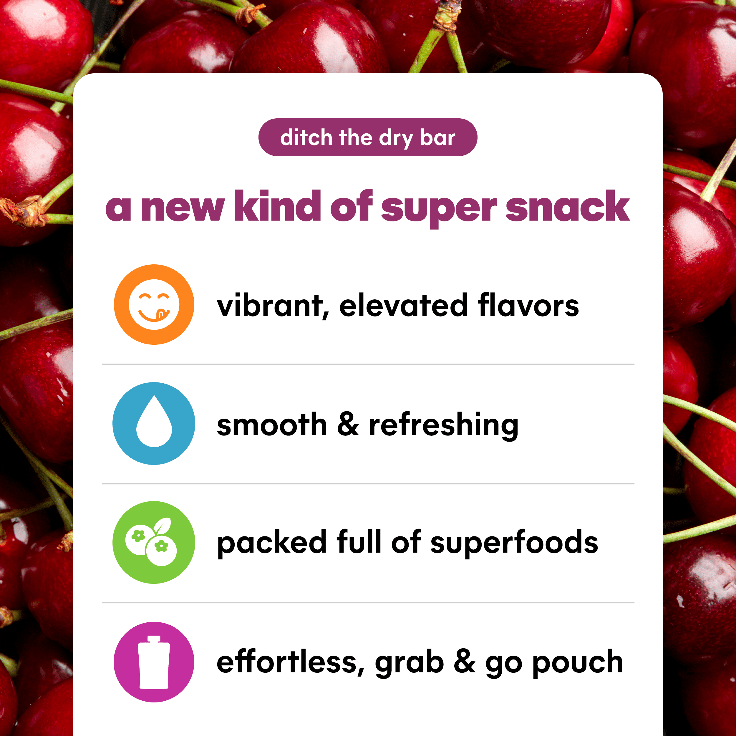 Noka Organic Cherry Acai Smoothie, 4.22 oz Fruit Pouches, 4 Count Smoothie Drinks