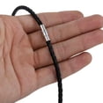 thumbnail image 3 of K-KED 4/6MM Mens Black Braided Cord Rope Leather Necklace Choker w/ Magnetic Clasp-4mm-24 inch, 3 of 6