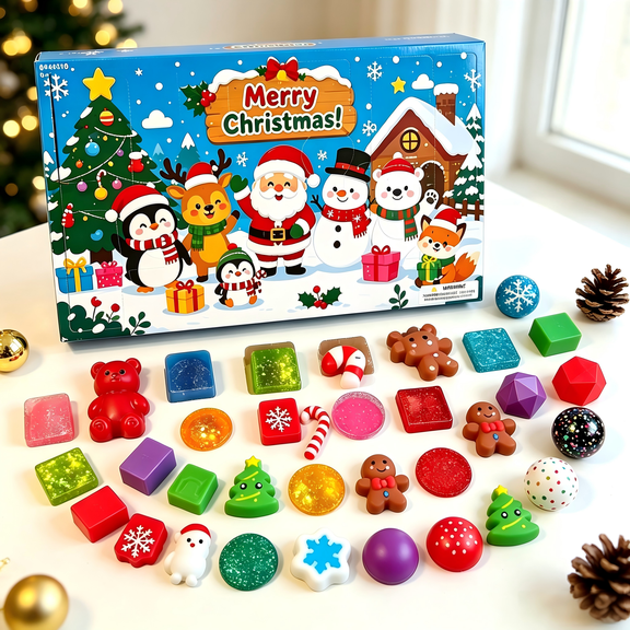 2026 Christmas Squishy Advent Calendar, Christmas‑Theme Inspired 24‑Day Holiday Mystery Countdown Calendar, Santa‑Centered Collectible Collection, Holiday Surprise Gift Box