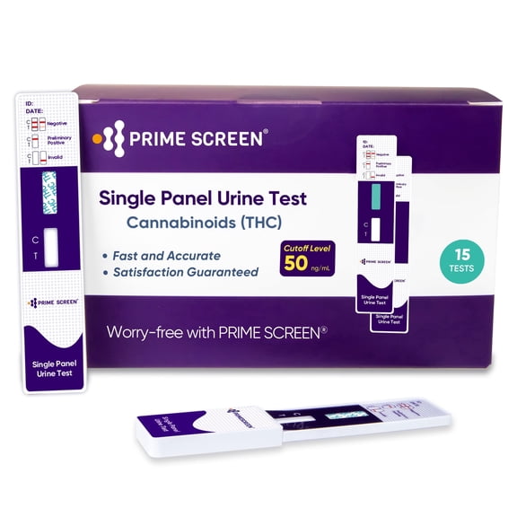 Prime Screen - 15 Pack Marijuana Urine Drug Test Kit - 50 ng/mL Cut-Off - Medical-Grade THC Test - WDTH-114