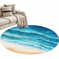 thumbnail image 2 of Ocean Waves Round Living Room Rugs 3.3 ft, Abstract Gradient Orange Teal Waves Beach Washable Area Rug with Non-Slip Sturdy Edge Binding Round Front Door Mat Floor Carpet for Entryway, 2 of 9