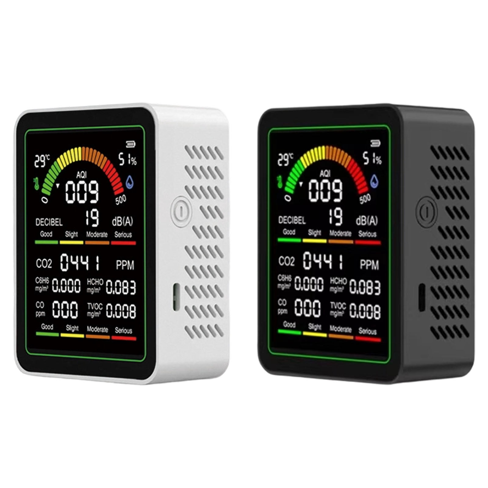 Air Quality Monitor With CO2 C6H6 Formaldehyde TVOC Temperature Humidity Detections And Noise Meter For Home Offices Lab