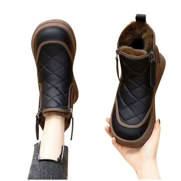 Wowcloth Women's Fashion Snow Boots – Anti-Slip & Waterproof Design with Quilted Fur-Lined Comfort for Winter Outdoor Activities