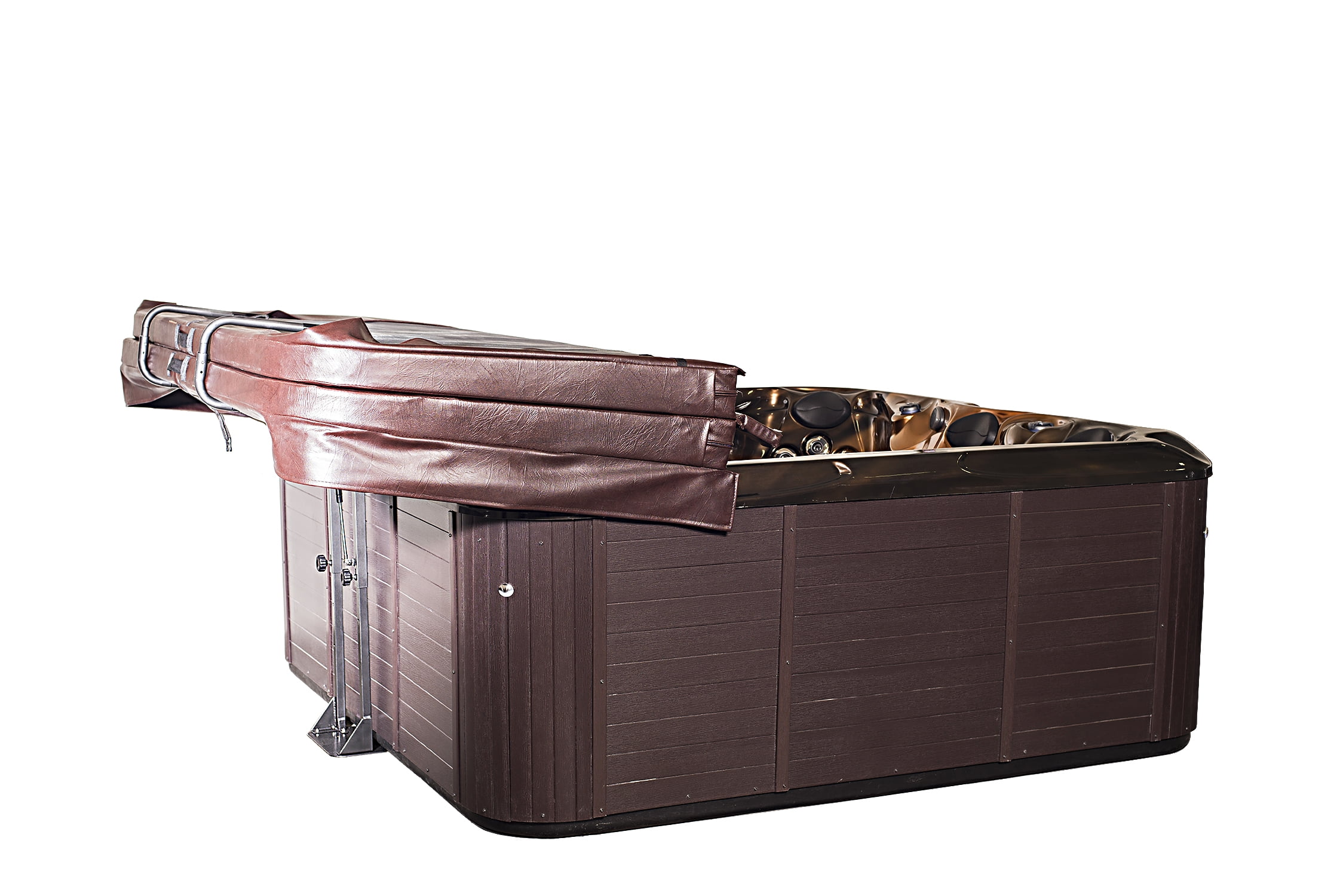 Outdoor Solutions Inc. Cover Captain® Hot Tub Lifter, Heavy-Duty Spa Cover Lift with Hydraulic Assist, Fits Swim Spas & Hot Tubs 6' - 8' Wide, Adjustable Height 26" - 39", Under-Mount Cover Lifter