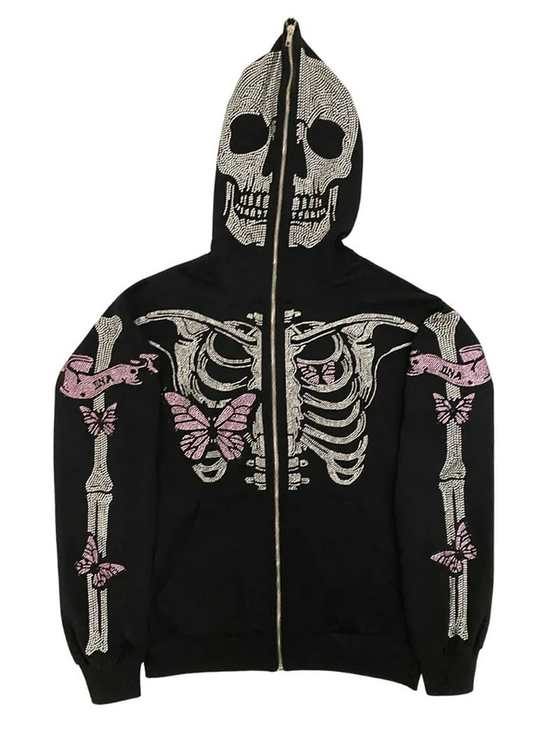Rhinestone Graphic Hoodie with Head Cover,Oversized