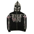 thumbnail image 3 of Nituyy Women Rhinestones Hoodie Skull Butterfly Skeleton Print Long Sleeve Hooded Jacket Sweatshirt, 3 of 5