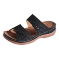 thumbnail image 7 of Sandals Women Open Toe Glitter Slip on Orthopedic Shoes Summer Casual Slides Nonslip Thick Sole Wedges Beach Shoes Black Size 8, 7 of 7