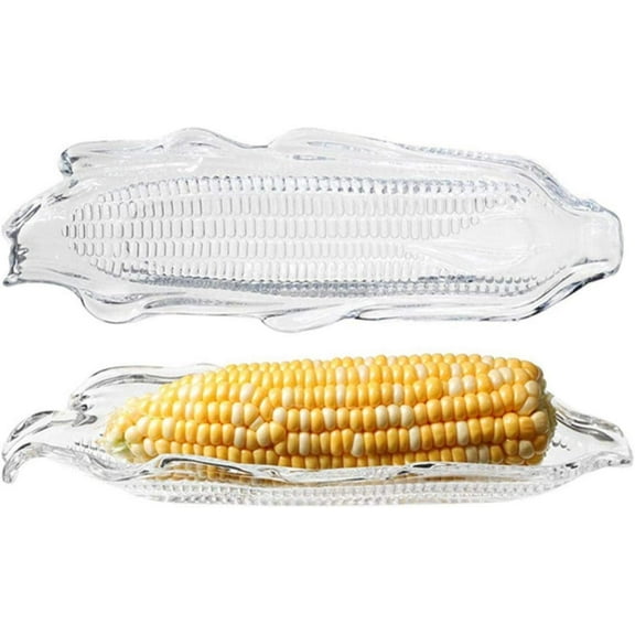 4Pcs Plastic Corn Trays, Clear Service Tray Corn Dish Cob Dinnerware Sets, Stackable Transparent Corn Tray Sweet Butter Corn Holder for Home Family Party