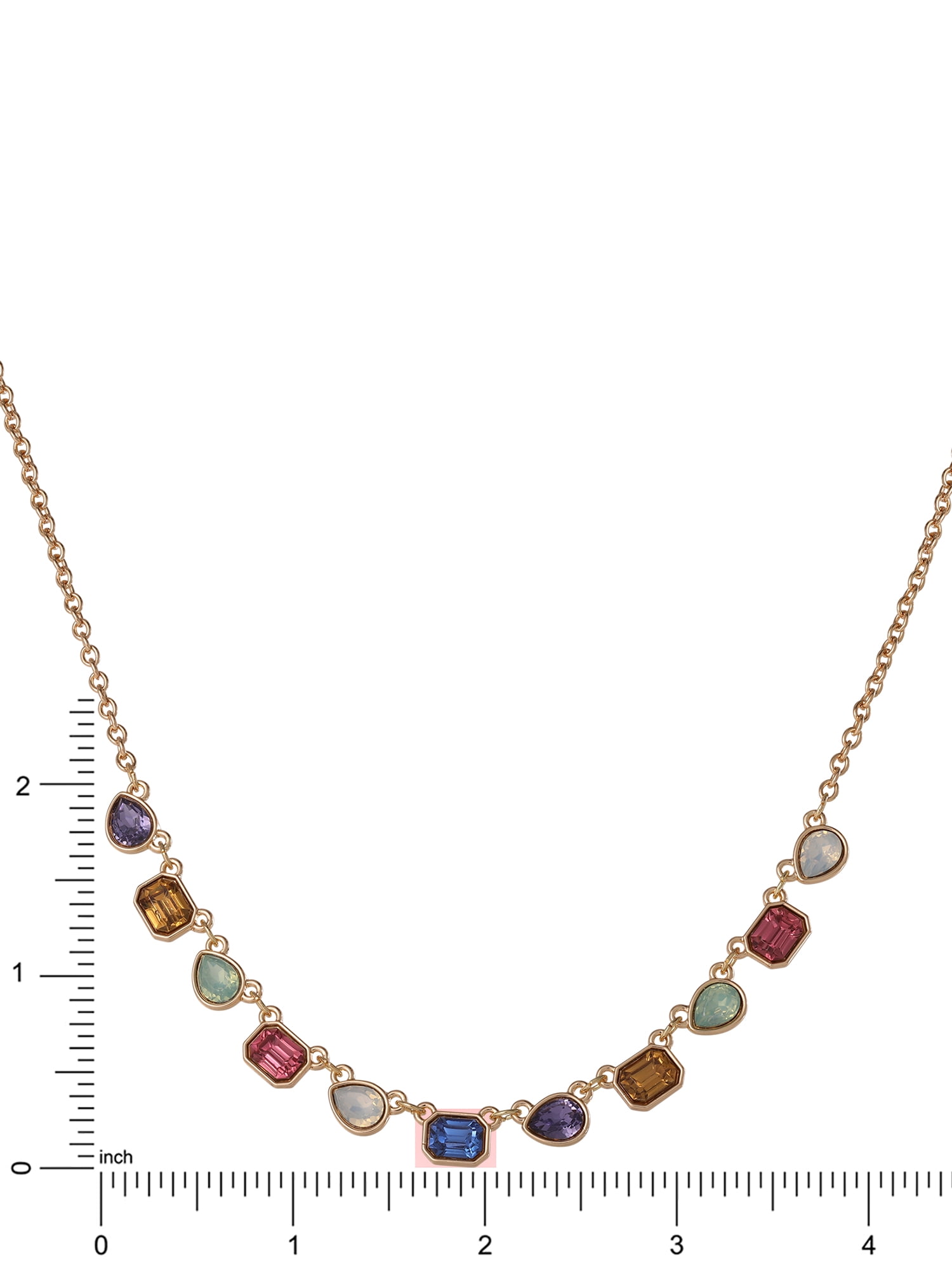 Jessica Simpson Women's Multi Color Stone Necklace, 18" + 3" Extender