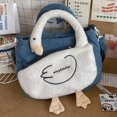 thumbnail image 3 of Bolso informal para mujer con correa ajustable, bolso de viaje con dibujos animados de ganso (azul), 3 of 7