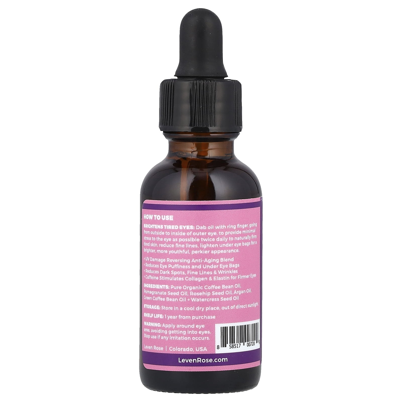 Leven Rose Coffee Eye Lift Serum, 1 fl oz (30 ml)