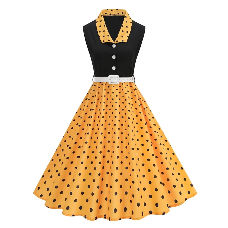 UPPADA Women's Classic Tea Dress Short Sleeve Swing Cocktail Party Dresses  1950s Retro Vintage Polka Dot 1950s Rockabilly Prom Midi Dress - Walmart.com