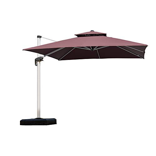Purple Leaf 10 Feet Double Top Deluxe Square Patio Umbrella Offset Hanging Umbrella Cantilever Umbrella Outdoor Market Umbrella Garden Umbrella Brown Walmart Com Walmart Com