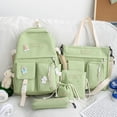 thumbnail image 3 of /set Mochila De Mujer Mochilas Escolares Casuales De Lona Para Vacaciones Verde 5 Piezas, 3 of 8