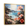 thumbnail image 2 of Designart "Seashore Papercut Coastal Sunlit painting II" Nautical & Beach Floater Framed Wall Decor, 2 of 7