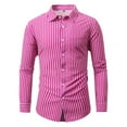 thumbnail image 2 of HAOTAGS Mens Business Dress Shirts, Long Sleeve Button Down Shirts Casual Striped No Iron Blouse Top Red L, 2 of 9