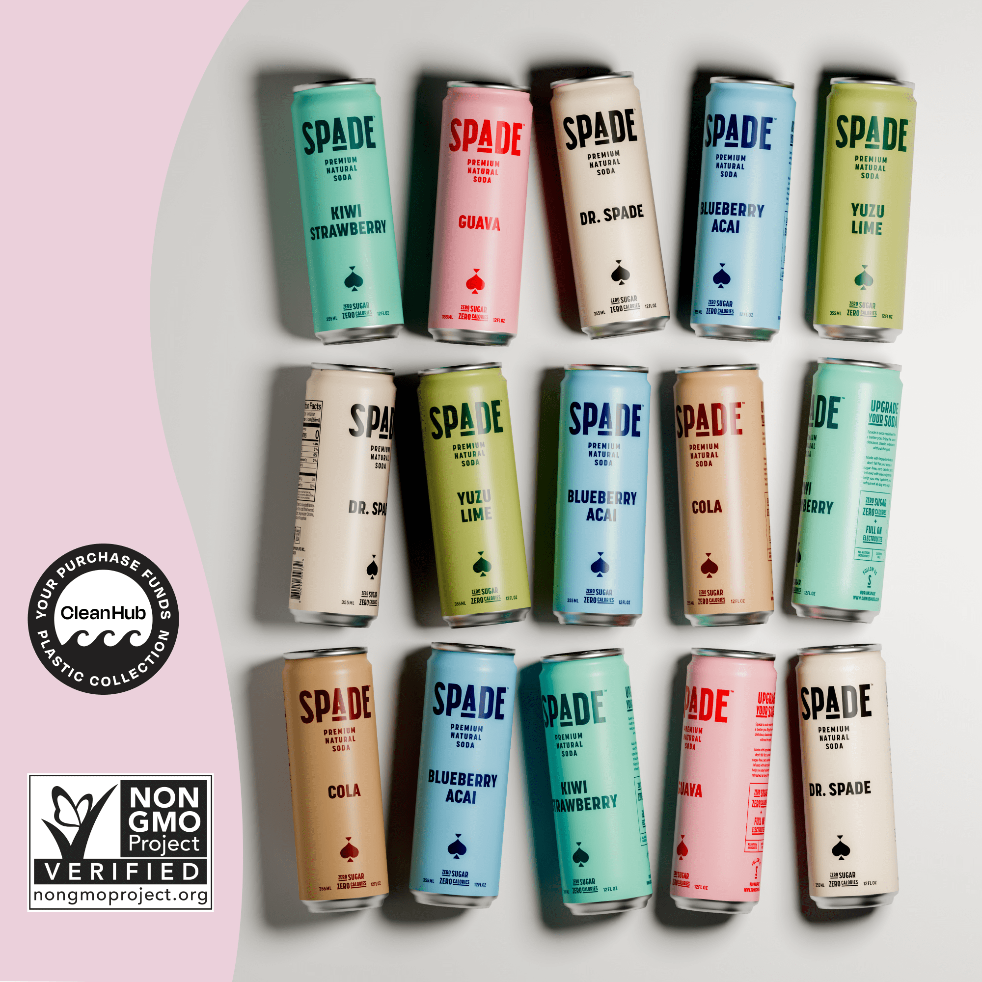 Spade Premium Natural Soda – Zero Sugar Guava (12 Pack, 12 oz Cans)
