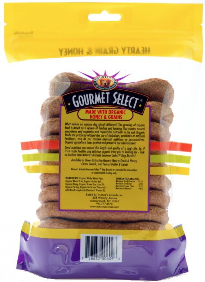 13 oz Natures Animals Gourmet Select Hearty Grain and Honey Organic Dog  Biscuits 