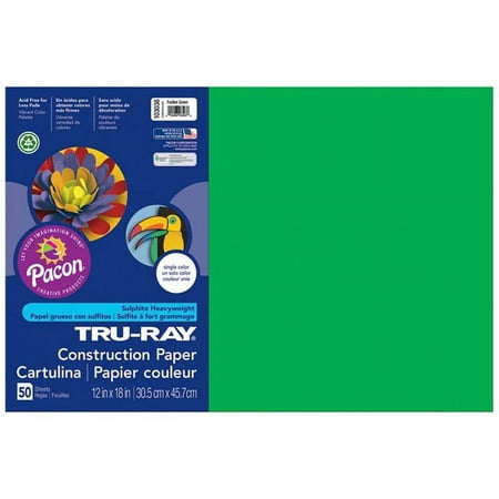 UPC: 0194629087365 | Tru-Ray Construction Paper Festive Green 12 x 18 50 Sheets Per Pack 5 Packs