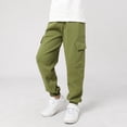 thumbnail image 2 of Staki Kids Joggers Boys Cargo Pants Stretch Elastic Waist School Kids Long Joggers(Green,5-6 Years), 2 of 4