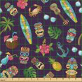 thumbnail image 2 of Ambesonne Aloha Fabric by the Yard Upholstery, Simplified Totem Palm Tree, 3 Yards, Indigo Mustard Fern Green, 2 of 5