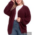 thumbnail image 3 of QUALFORT 100% Cotton Cardigan Sweaters for Women, V Neck Button Down Chunky Knit Cozy Relaxed Fit Sweater Cardigan, Burgundy S, 3 of 9