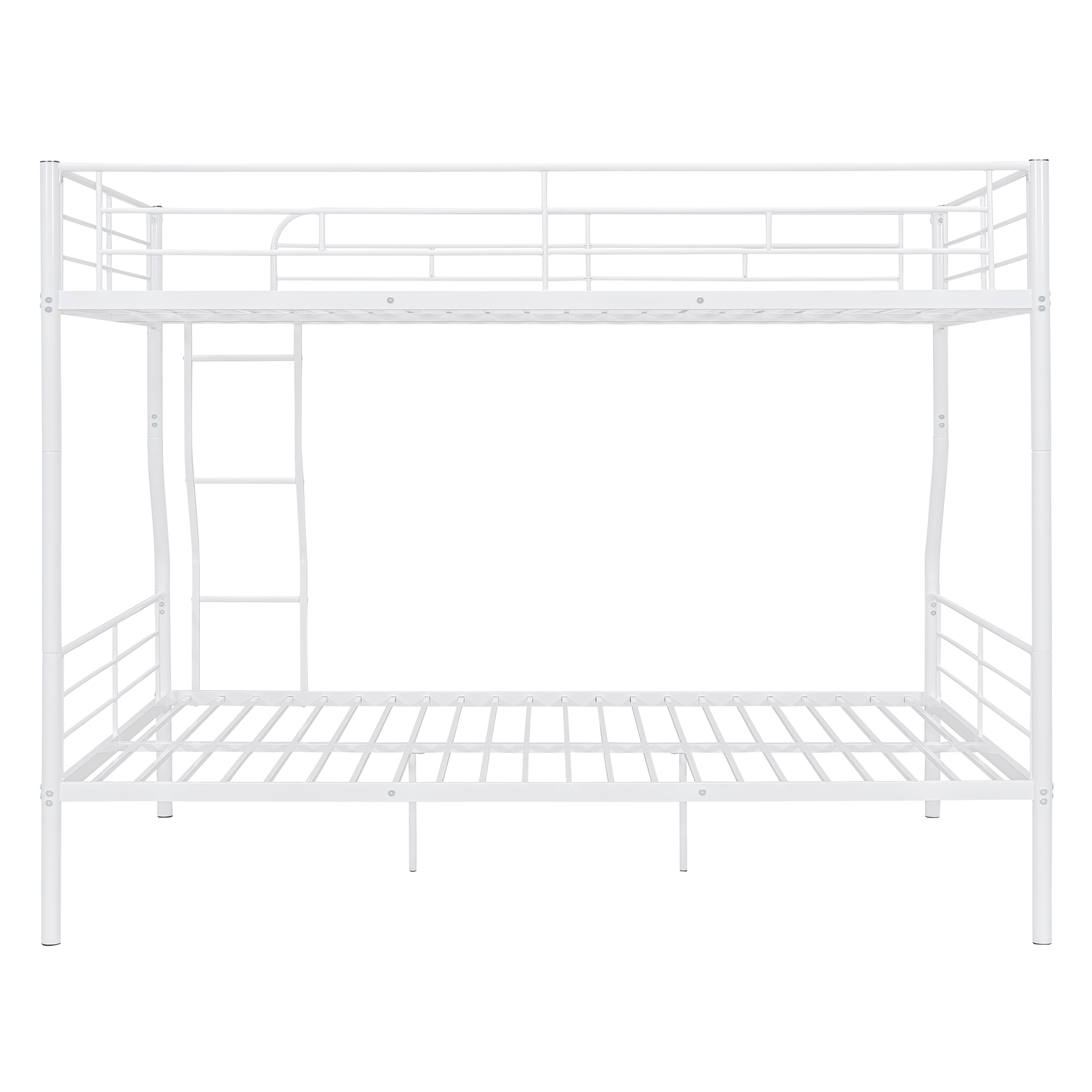 Full XL Over Queen Bunk Beds for Adults,Heavy-Duty Metal Bunk Bed Frame with Non-Slip Ladder and Safety Full-Length Guardrails for Kids Teens Adults,Space-Saving,White