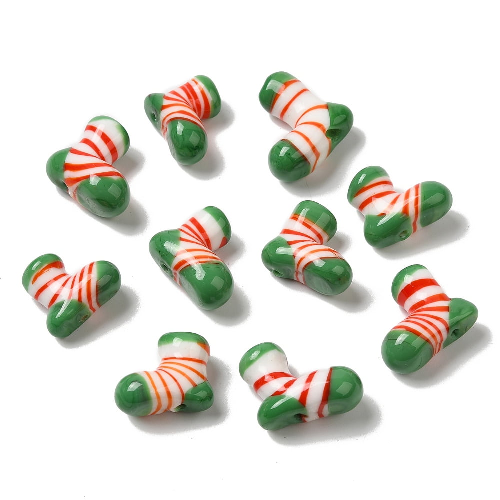 20 pc Handmade Lampwork Beads Christmas Stocking Colorful 17~19x20~21x10~11mm Hole: 1.2mm Material: Lampwork