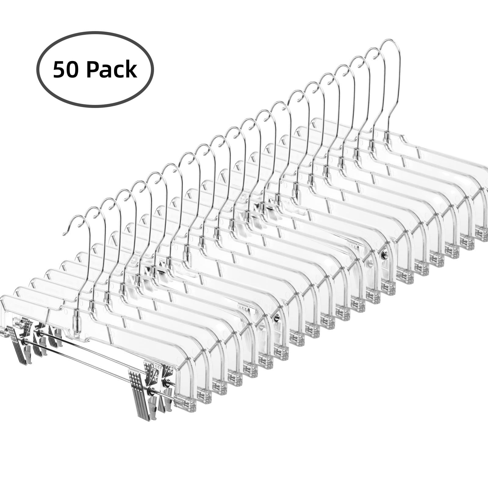 ACSTEP 50 Pack 14 inch Plastic Skirt Hangers with Adjustable Clips