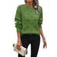 thumbnail image 1 of Suéteres de Lunares para Mujer, Jersey de Punto de Larga y Cuello Redondo. Verde L, 1 of 9