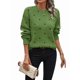 thumbnail image 1 of Suéteres de Lunares para Mujer, Jersey de Punto de Larga y Cuello Redondo. Verde M, 1 of 9