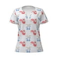 thumbnail image 3 of Naloa Red Squirrel And Blue Rabbit Print T-Shirts Short Sleeve V Neck Tees for Women Fashion Tops Trendy Lightweight Soft Casual Summer Outfits Clothes, 3 of 5