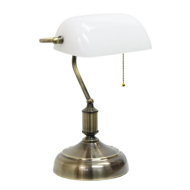 Simple Designs Executive Banker's Desk Lamp With Antique Nickel Finish