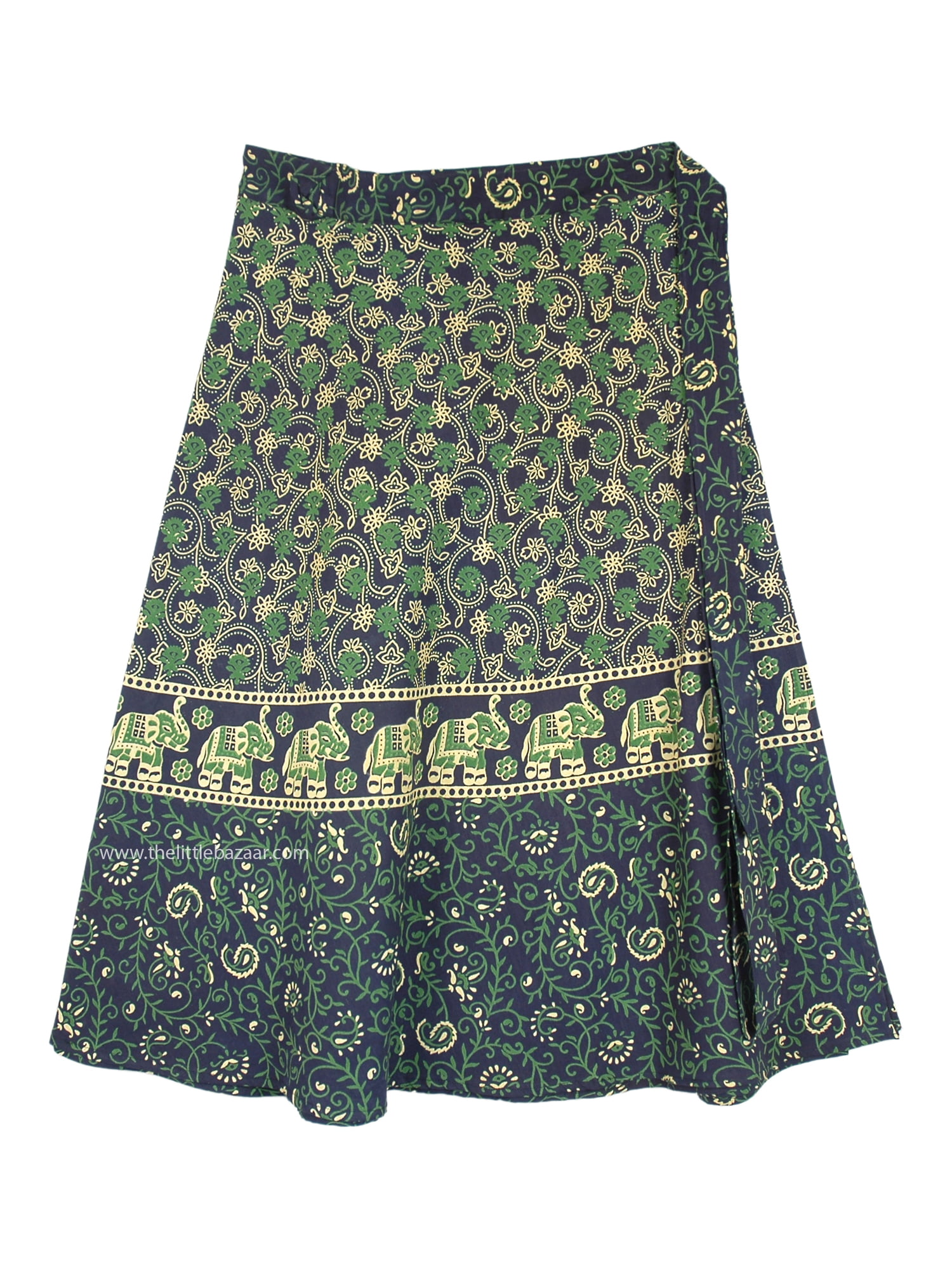 Plus Size Elephant Indian Cotton Summer Mid Length Wrap Around Skirt ...