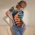 thumbnail image 3 of Lsque Poisson Jaune Hippocampe Justaucorps à Manches Courtes Col Rond Basique T-Shirts Hauts Grenouillère Adulte Mignon Pyjama-TTG, 3 of 7