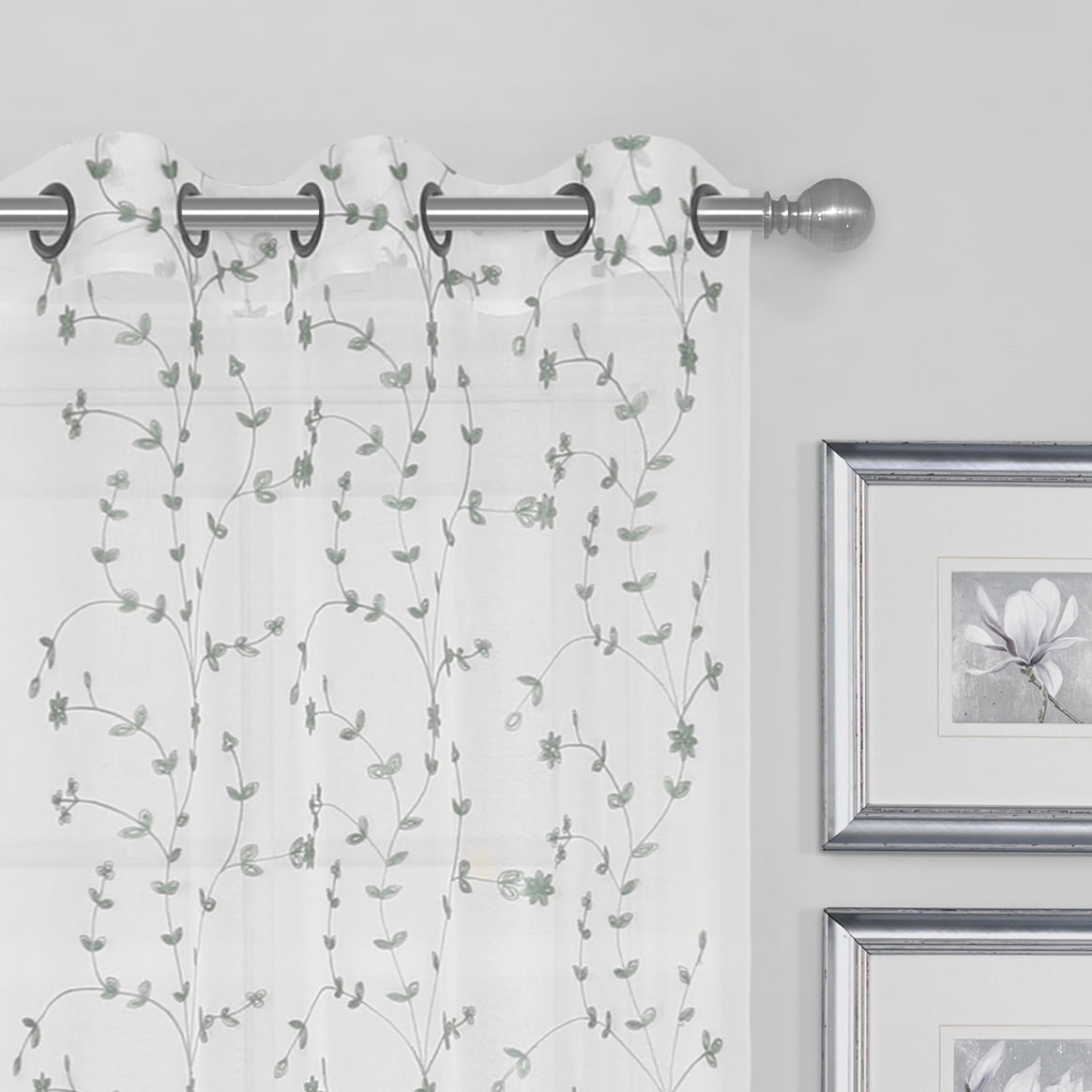 2 Pack, Regal Home Collections Bethany Embroidered Sheer Grommet