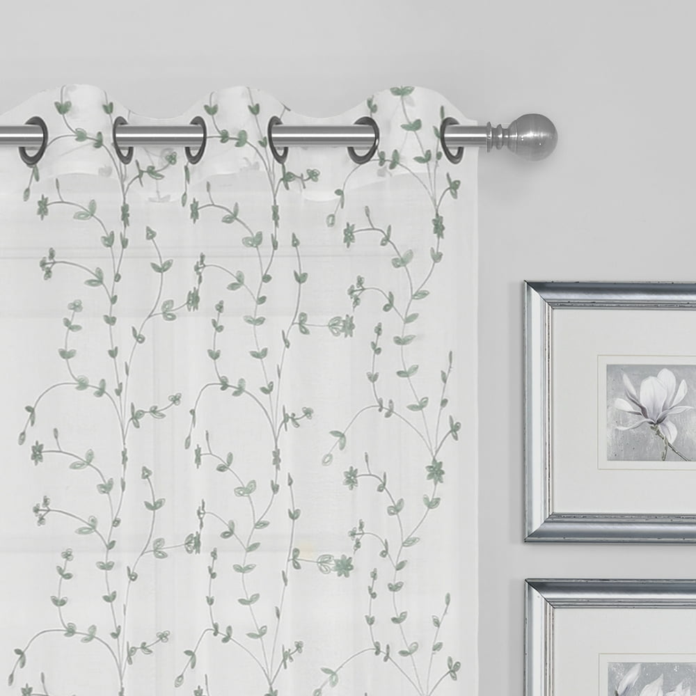 2 Pack, Regal Home Collections Bethany Embroidered Sheer Grommet