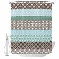 thumbnail image 2 of Boho Geometric Waterproof Fabric Shower Curtain,Turquoise Green Brown Tribal Stripes Waterproof Fabric Shower Curtain for Bathroom Curtains Bathtubs Shower Curtains with 12 Hooks Extra Long 72x84, 2 of 8