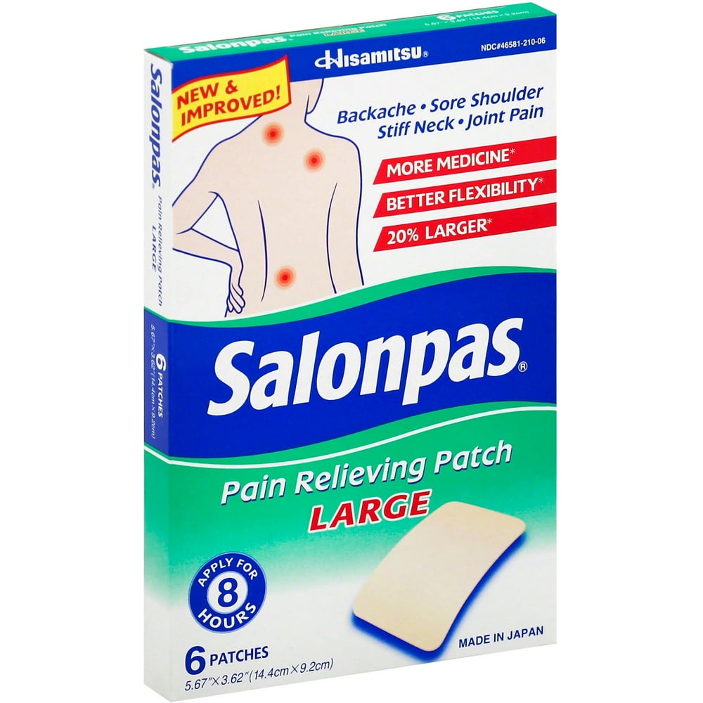 Salonpas Patch For Menstrual Cramps Salonpas Pain Relief Patch, Large 6 ea (Pack of 2) - Walmart.com