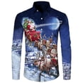 thumbnail image 2 of Camisas hawaianas con estampado 3D de Papá Noel de Navidad para hombre, camisetas informales de manga corta/larga con solapa y un solo pecho, ropa de vacaciones de Año Nuevo, 2 of 4