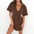thumbnail image 2 of New Women Plain Stretchy Baggy Short Sleeve Ladies T-Shirt Mini Dress, 2 of 8